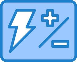 A blue and white icon with a lightning bolt and a plus sign vector