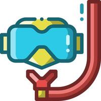 A diving mask and snorkel with a red tube vector