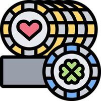 A stack of poker chips with a heart in the middle vector