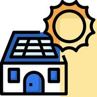 A house with a solar panel on the roof vector