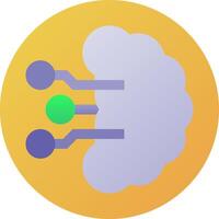 A flat icon of a cloud with two green and purple dots vector