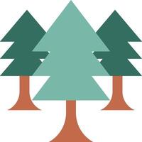 Three trees with green leaves and brown trunks vector
