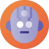 A robot head icon on an orange circle vector