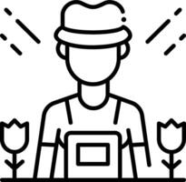 A man in a hat and overalls is holding a flower vector