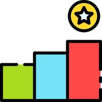 A colorful bar chart with a star on top vector