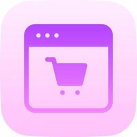 A purple shopping cart icon on a pink background vector