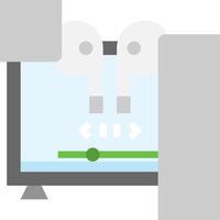 A computer screen with a green arrow pointing to it vector