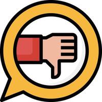A hand pointing down in a speech bubble vector