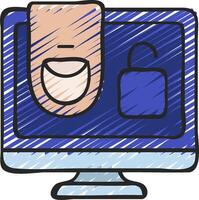 A computer monitor with a padlock on it vector
