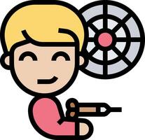 A cartoon man holding a dart and a dartboard vector