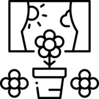 Flower pot icon with sun and flowers vector