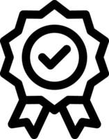 A black and white icon of a certificate vector