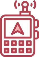 A red and white phone with a compass icon vector