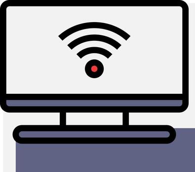 A computer monitor with a wifi symbol on it vector