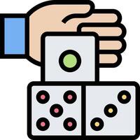 A hand holding a dice and a dice cube vector