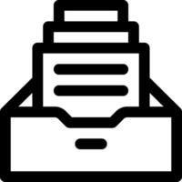 A black and white image of a box with a stack of papers vector