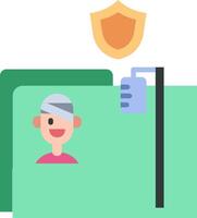 Illustration of a patient in a hospital bed with a shield over it vector