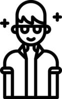 A black and white icon of a man with glasses vector