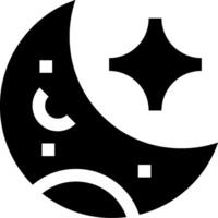 A black and white crescent with a star on it vector