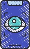 An eye icon on a blue phone vector
