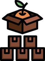 An orange in a box with a box of brown blocks vector