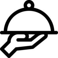 A black and white icon of a hand holding a tray vector