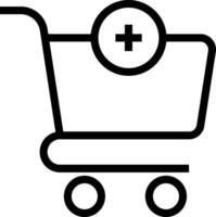 A shopping cart with a plus sign on it vector