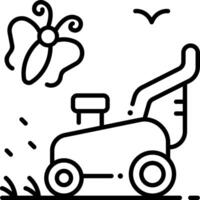 A lawn mower and butterfly coloring page vector