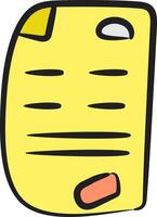 A yellow note pad with a pencil and a pen vector