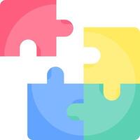 A puzzle piece with four pieces in different colors vector