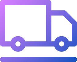 A flat icon of a truck with a purple and blue background vector