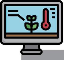 A computer monitor with a plant and thermometer vector