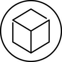 A black and white image of a cube in a circle vector
