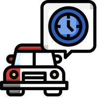 A car with a clock and a speech bubble vector