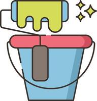 A bucket with paint and a paint roller vector