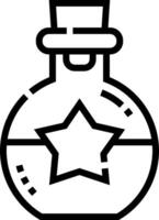 A black and white drawing of a bottle with a star on top vector