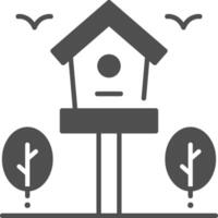 Birdhouse with bird and trees icon vector