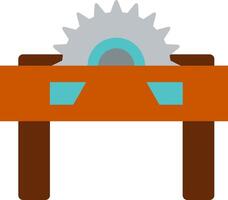 A saw blade on a table with a wooden base vector
