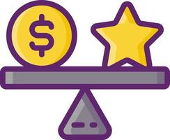 A star and dollar coin on a balance scale vector