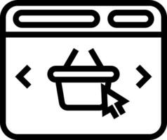 A black and white icon of a shopping basket vector