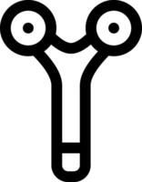 A black and white icon of a pair of scissors vector