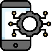 A smartphone with gears on it and a gear icon vector