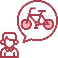 A man is talking to a bicycle in a speech bubble vector