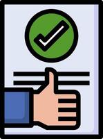 A hand giving a thumbs up to a check mark vector