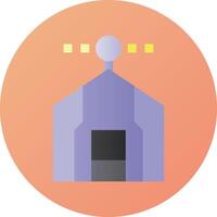 A purple building with a yellow light on it vector