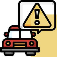 Car with caution sign and car with yellow warning sign vector