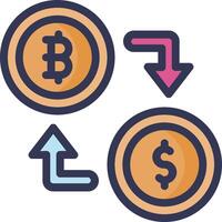 Bitcoin and dollar coins with arrows pointing up vector