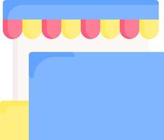A blue and yellow box with a sign on it vector
