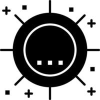 A black and white icon of a sun vector