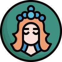 A woman with a crown on her head in a circle vector